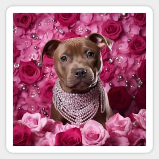 Staffy And Roses Sticker